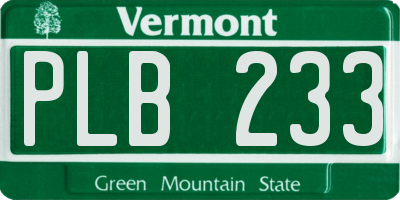 VT license plate PLB233