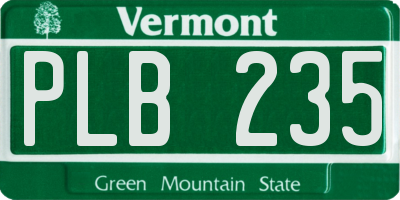 VT license plate PLB235