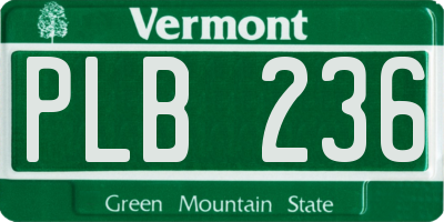 VT license plate PLB236