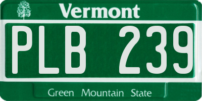 VT license plate PLB239