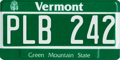 VT license plate PLB242