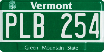 VT license plate PLB254
