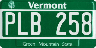 VT license plate PLB258