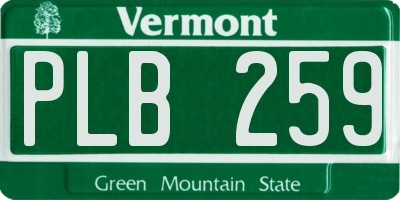 VT license plate PLB259