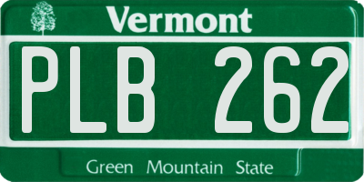 VT license plate PLB262