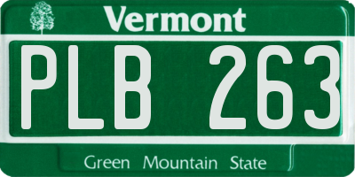 VT license plate PLB263
