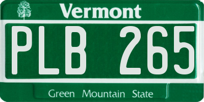 VT license plate PLB265