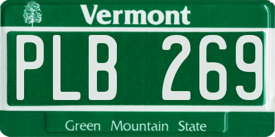 VT license plate PLB269