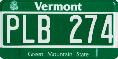 VT license plate PLB274