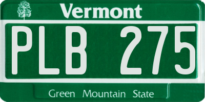 VT license plate PLB275