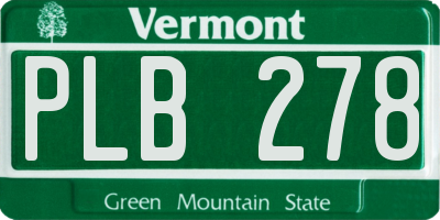 VT license plate PLB278