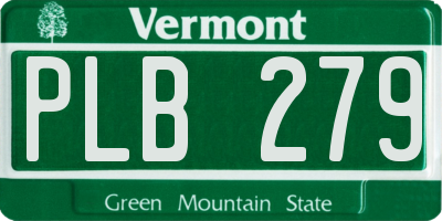 VT license plate PLB279
