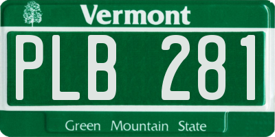 VT license plate PLB281