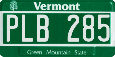 VT license plate PLB285
