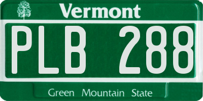 VT license plate PLB288