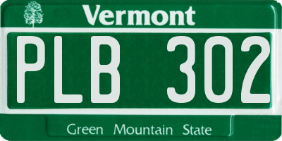 VT license plate PLB302