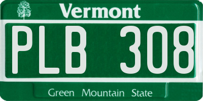VT license plate PLB308