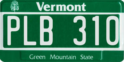 VT license plate PLB310