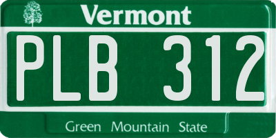 VT license plate PLB312