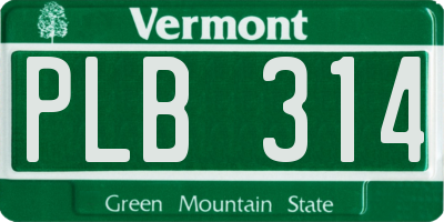VT license plate PLB314