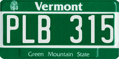 VT license plate PLB315