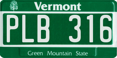 VT license plate PLB316