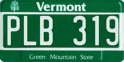 VT license plate PLB319