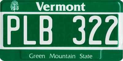 VT license plate PLB322
