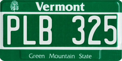 VT license plate PLB325