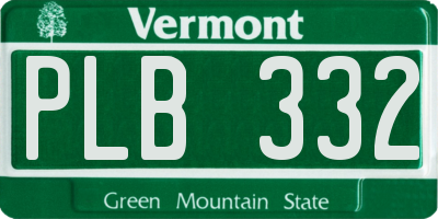 VT license plate PLB332