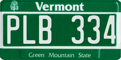 VT license plate PLB334