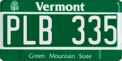 VT license plate PLB335