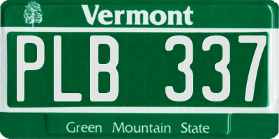 VT license plate PLB337