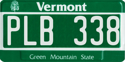 VT license plate PLB338
