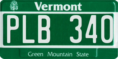 VT license plate PLB340