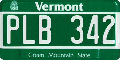VT license plate PLB342