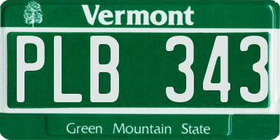 VT license plate PLB343