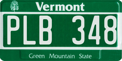 VT license plate PLB348