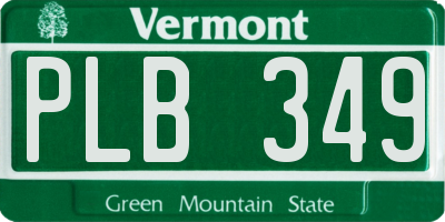 VT license plate PLB349