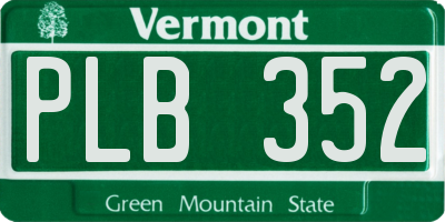 VT license plate PLB352