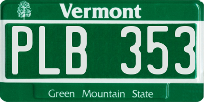 VT license plate PLB353