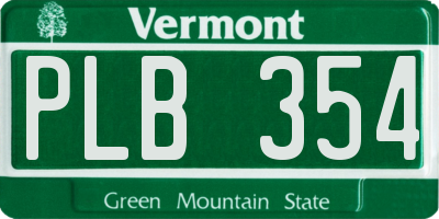 VT license plate PLB354