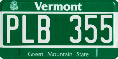VT license plate PLB355