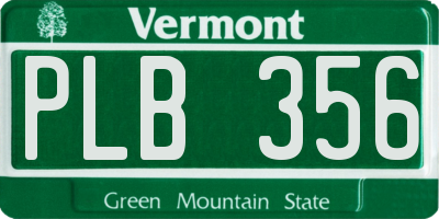 VT license plate PLB356