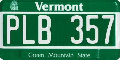 VT license plate PLB357