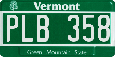 VT license plate PLB358