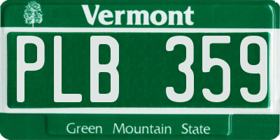 VT license plate PLB359