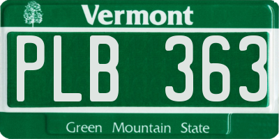VT license plate PLB363