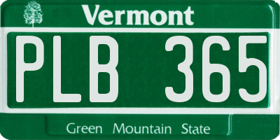 VT license plate PLB365