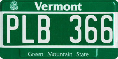 VT license plate PLB366